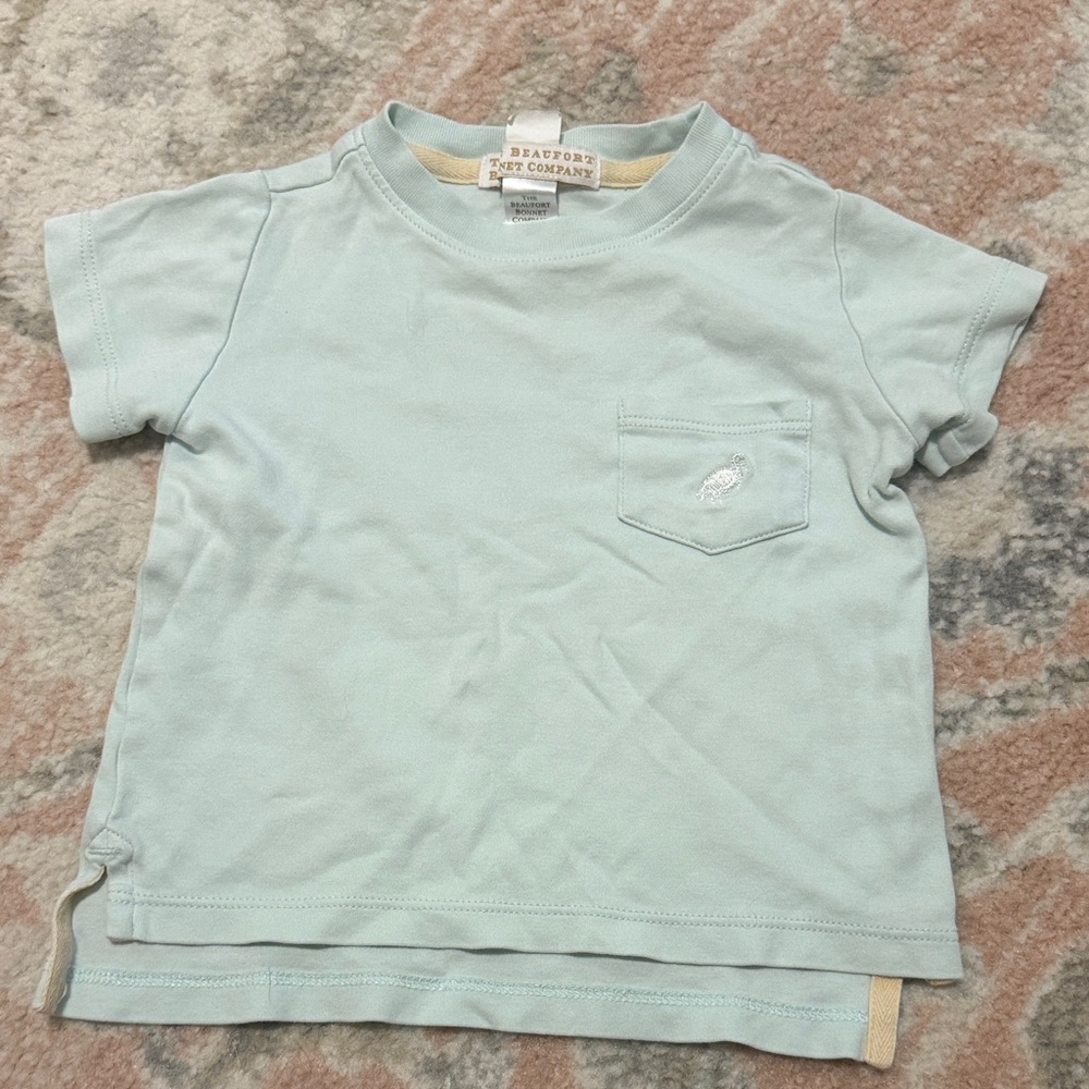The Beaufort Bonnet Company Seafoam  Short Sleeve Tee with Pocket size 12-18m
